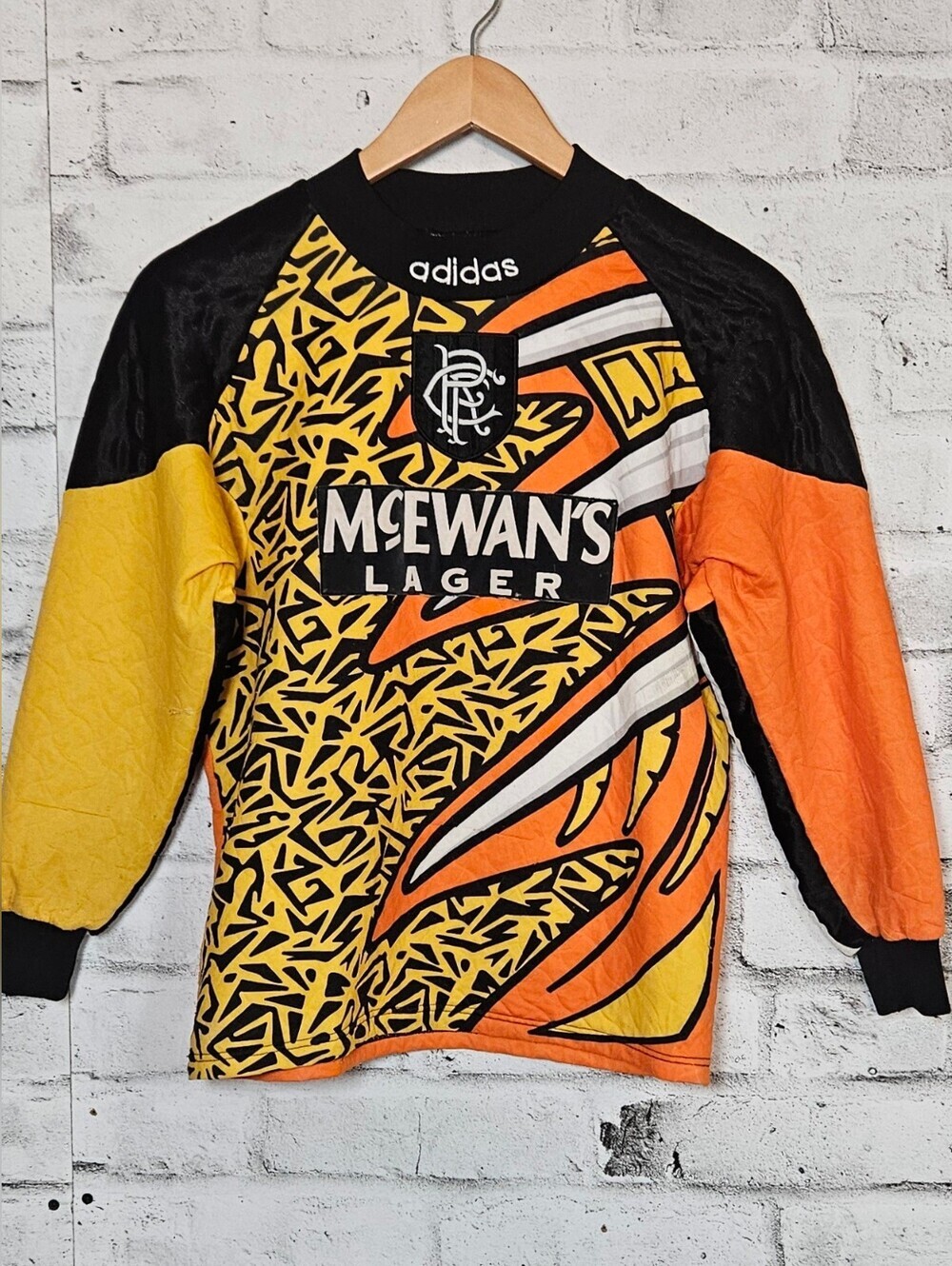 Adidas Rangers FC Goalkeeper Jersey McEwan's Lager Vintage Youth Large